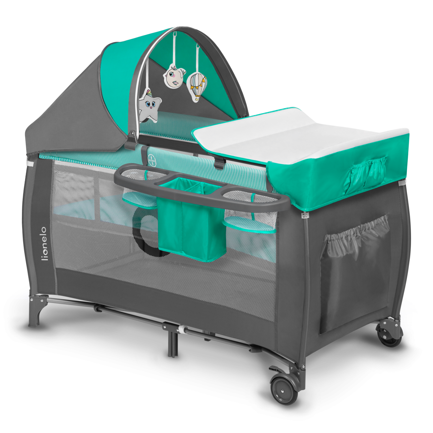 Lionelo Sven Plus Turquoise/Grey — Cot 2in1