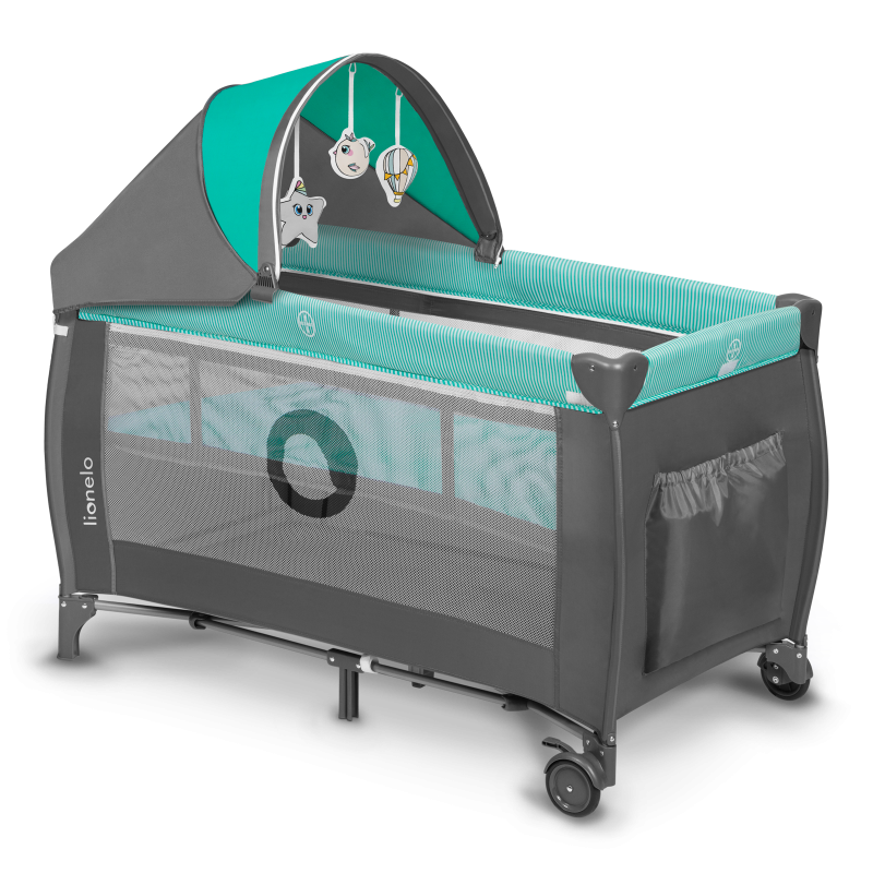 Lionelo Sven Plus Turquoise/Grey — Cot 2in1