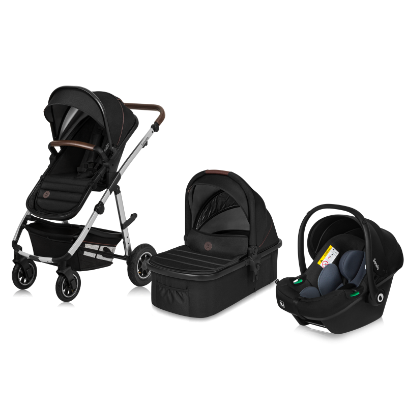 lionelo Amber 3in1 Black Silver — Multi-function pram