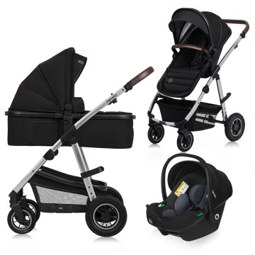 lionelo Amber 3in1 Black Silver — Multi-function pram