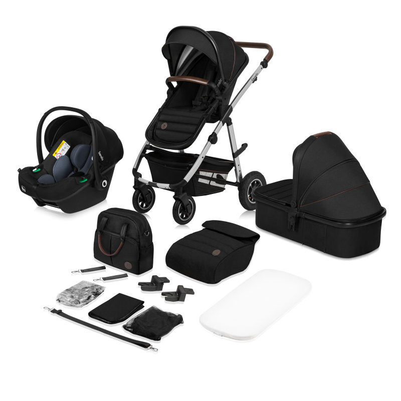 lionelo Amber 3in1 Black Silver — Multi-function pram