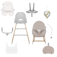 Lionelo Dalia Set Grey Stone Natural — High Chair and Baby Rocker