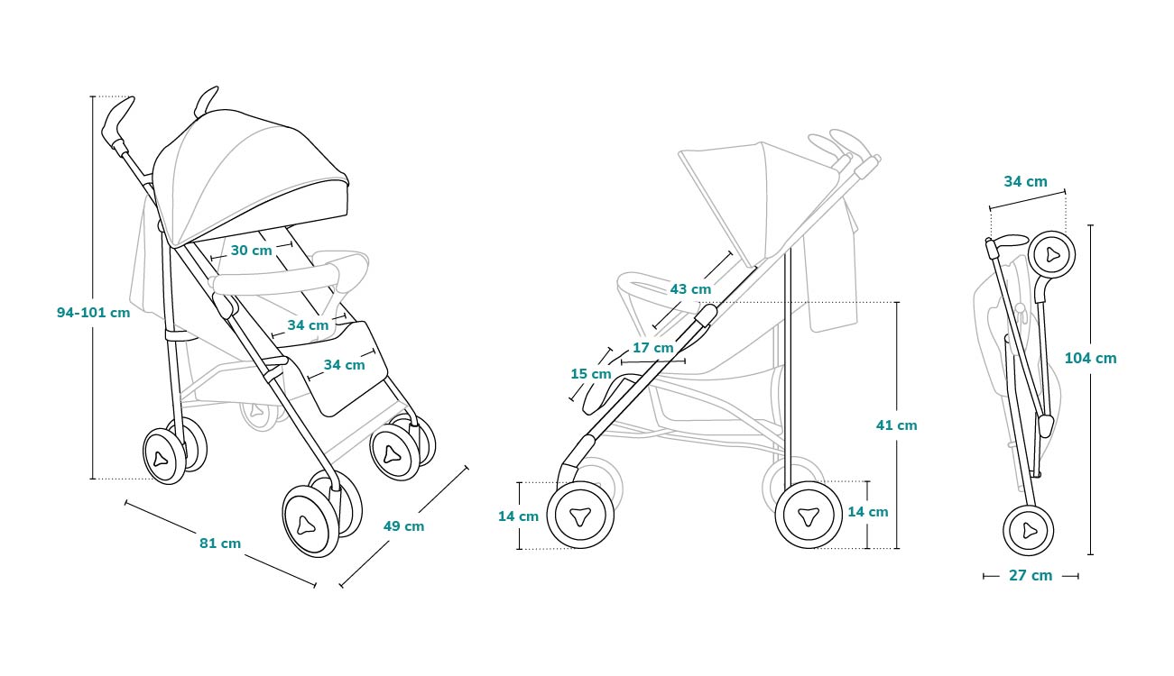 Lionelo Irma Grey/Dark Grey - stroller dimensions